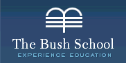 The bush school experience education logo on a blue background