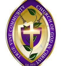 The logo for the true vine community church of god in christ.