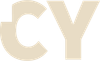 Beige “CY” letters on a white background