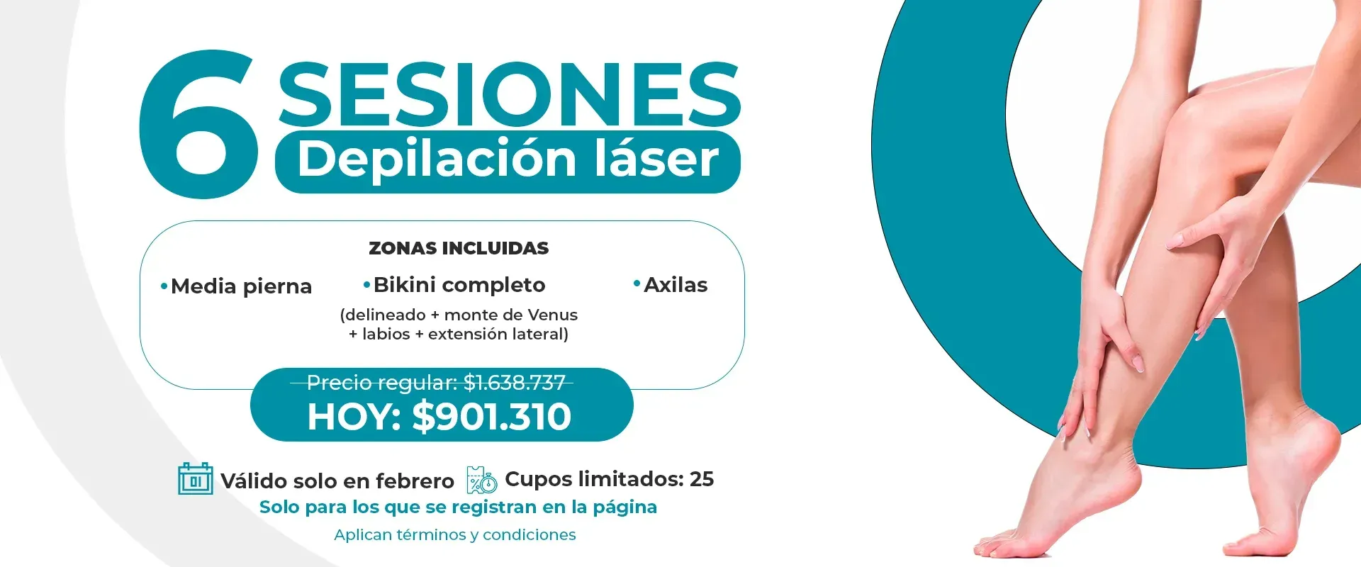 Banner promocional de 5 sesiones de depilación láser