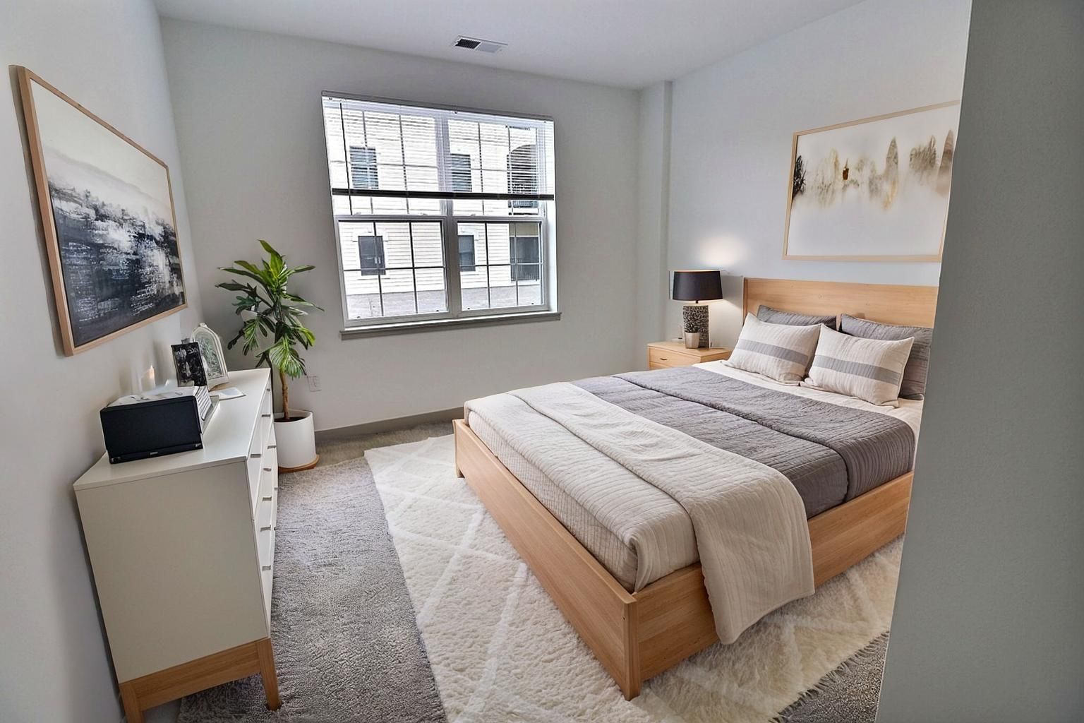 bedroom with large picture window