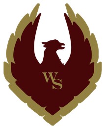 A logo with a bird and the letter ws on it, the logo for Woolston-Steen Theological Seminary.
