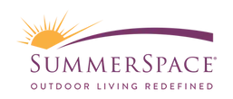 Logo for SummerSpace, with a stylized sun and tagline