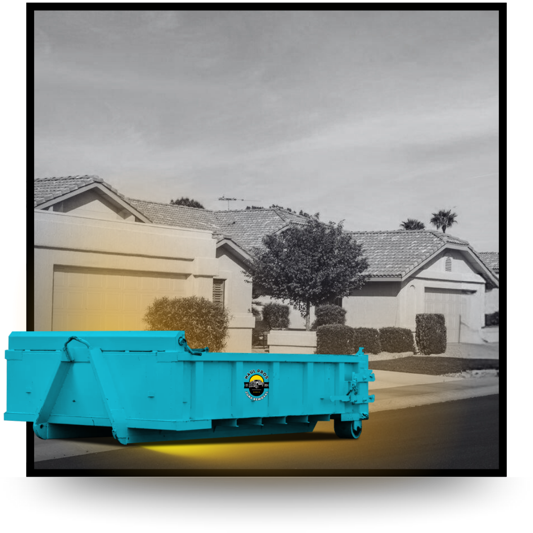 Dumpster in front of house