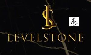 The logo for levelstone is on a black background.