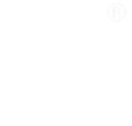 Mostly blank white screen with a faint circular watermark in the top-right corner