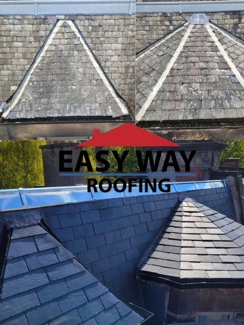 New Slate Roof before and after by Easy Way Roofing