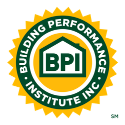 the building performance institute inc logo is green and yellow