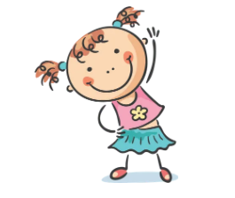 A cartoon girl in a pink shirt with a flower on it