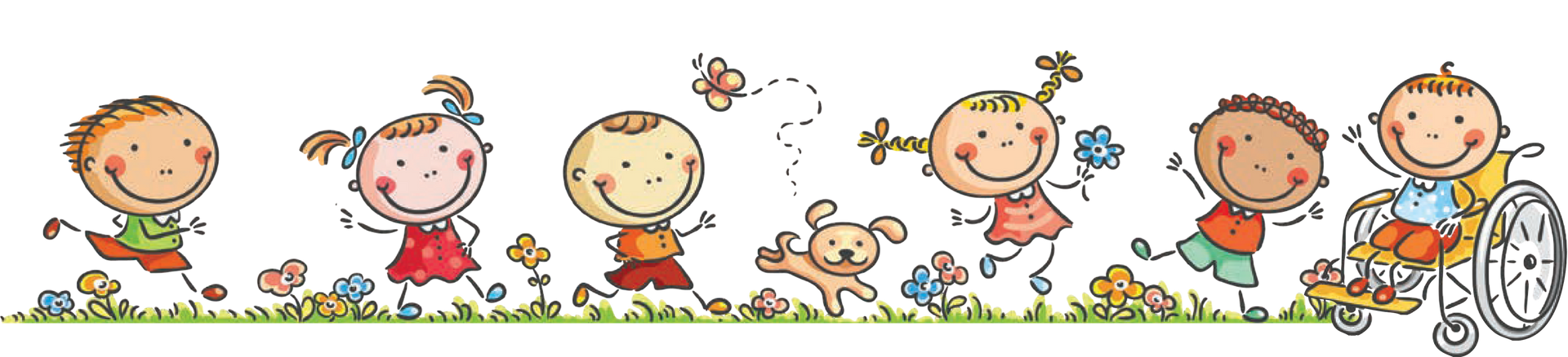 A group of children are playing in the grass and one of them is in a wheelchair.