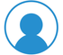 A blue icon of a person in a circle on a white background.