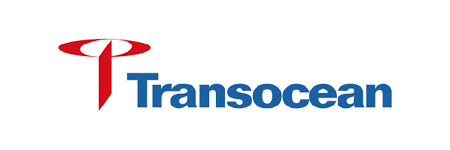 A blue and red logo for transocean on a white background.