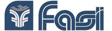 Logo Fassi blu e bianco con testo e stemma stilizzati.