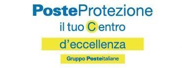 Logo PosteProtezione con testo blu, verde e giallo: “il tuo Centro d’eccellenza, Gruppo Poste Italiane”