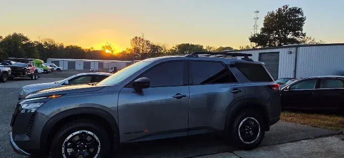 Window tint helping reduce heat and glare inside a car during Lake Norman summers.