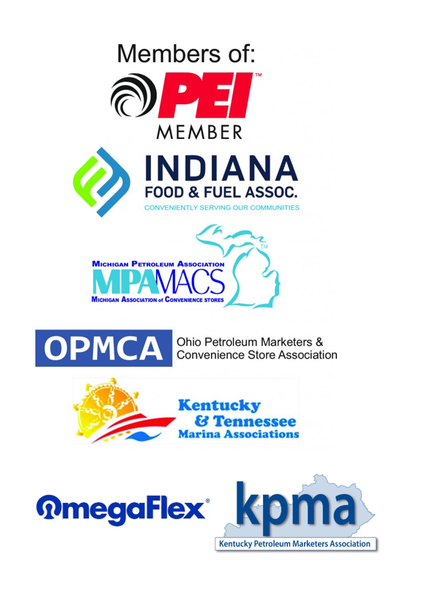 Logos of fuel and convenience store associations, including PEI, Indiana, Michigan, Ohio, Kentucky and Tennessee.