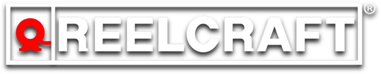 Logo for Reelcraft, featuring red circle with white letters on a white rectangle.