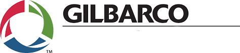 Gilbarco logo: abstract shape in red, green, and blue with the word
