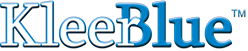 KleeBlue logo in blue with a drop shadow, the letters