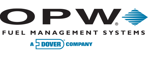 OPW Fuel Management Systems logo: black letters, a blue diamond, and