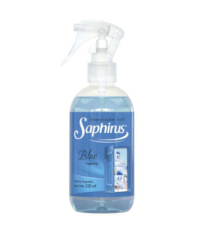 Botella pulverizadora Blue Saphirus con boquilla de gatillo y líquido transparente
