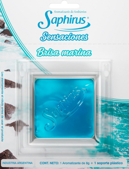 Jabón Saphirus Sensaciones Brisa azul marino con diseño inspirado en el océano.