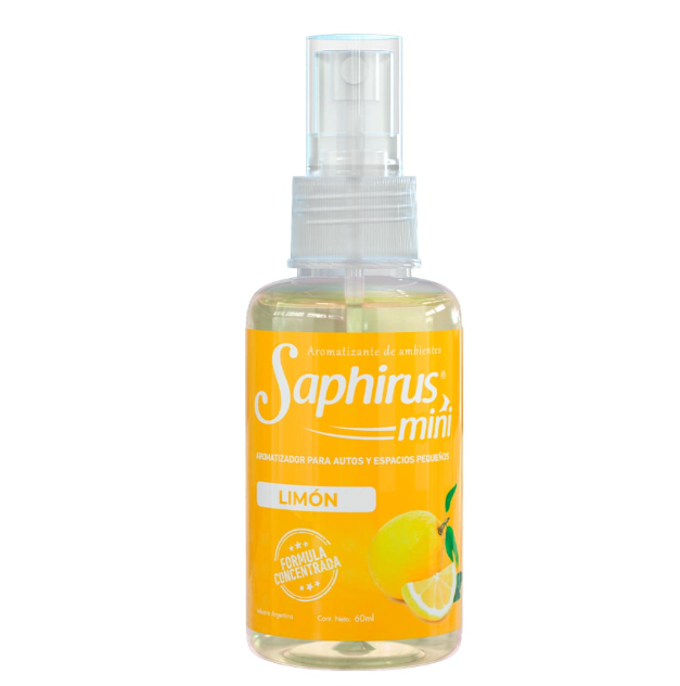 Botella de gel desinfectante para manos Yellow Saphirus Món limón con tapa pulverizadora.