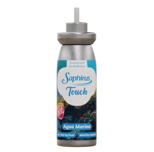 Botella pulverizadora Sapirus Touch Agua Marina con tapa gris sobre fondo blanco