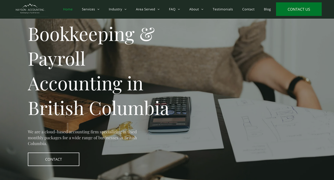 Legal firm website landing page with headline, two professionals, and a clean black-and-white layout