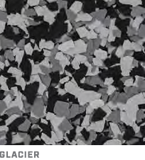 Black, gray, and white glacier rock fragments with the word “GLACIER” at the bottom