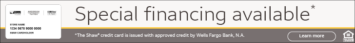 Banner ad reading “Special financing available” with a beige call-to-action button on a gray background.