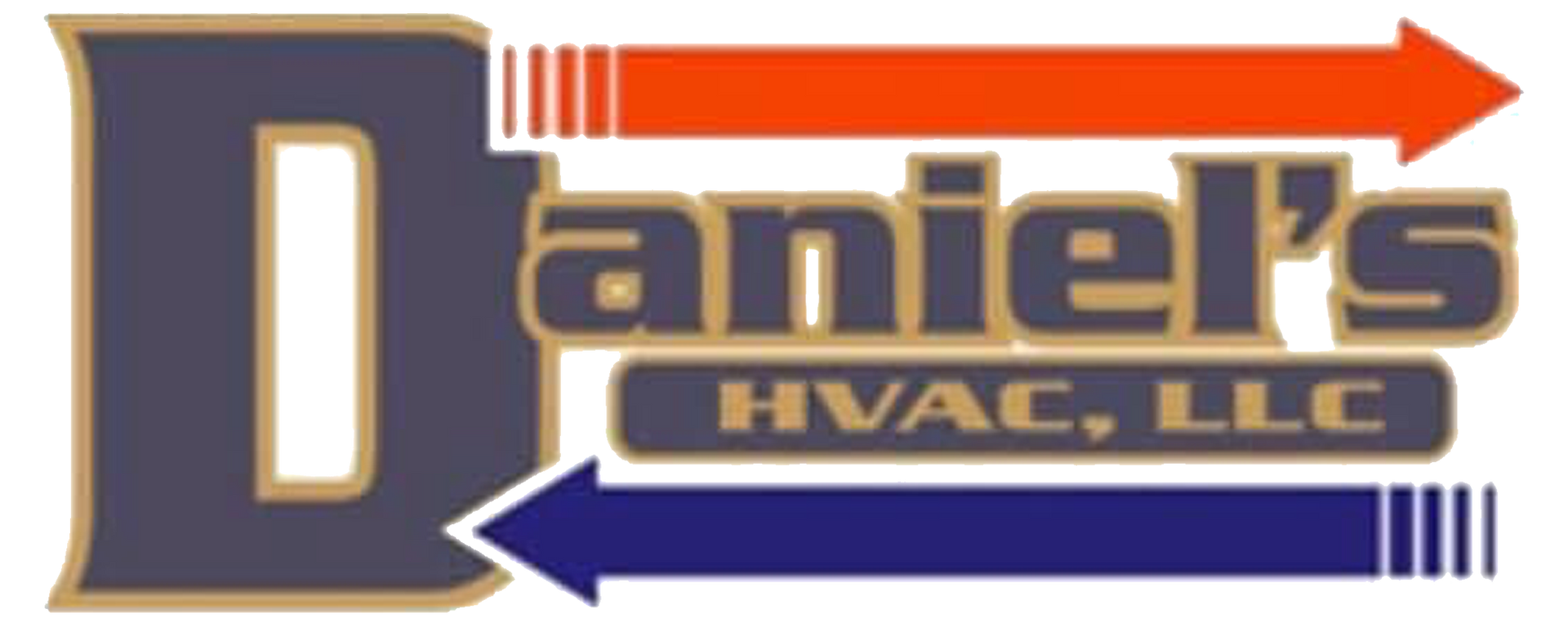 Daniel's HVAC, LLC logo with orange and blue arrows and a large gold D
