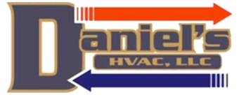Daniel's HVAC, LLC logo with orange and blue arrows and a large gold D