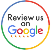 “Review us on Google” badge “Review us on Google” badge with multicolor Google logo and five stars in a circular border