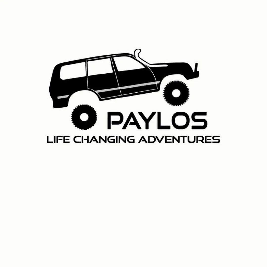 Black SUV logo with the text “PAYLOS” and tagline “LIFE CHANGING ADVENTURES”