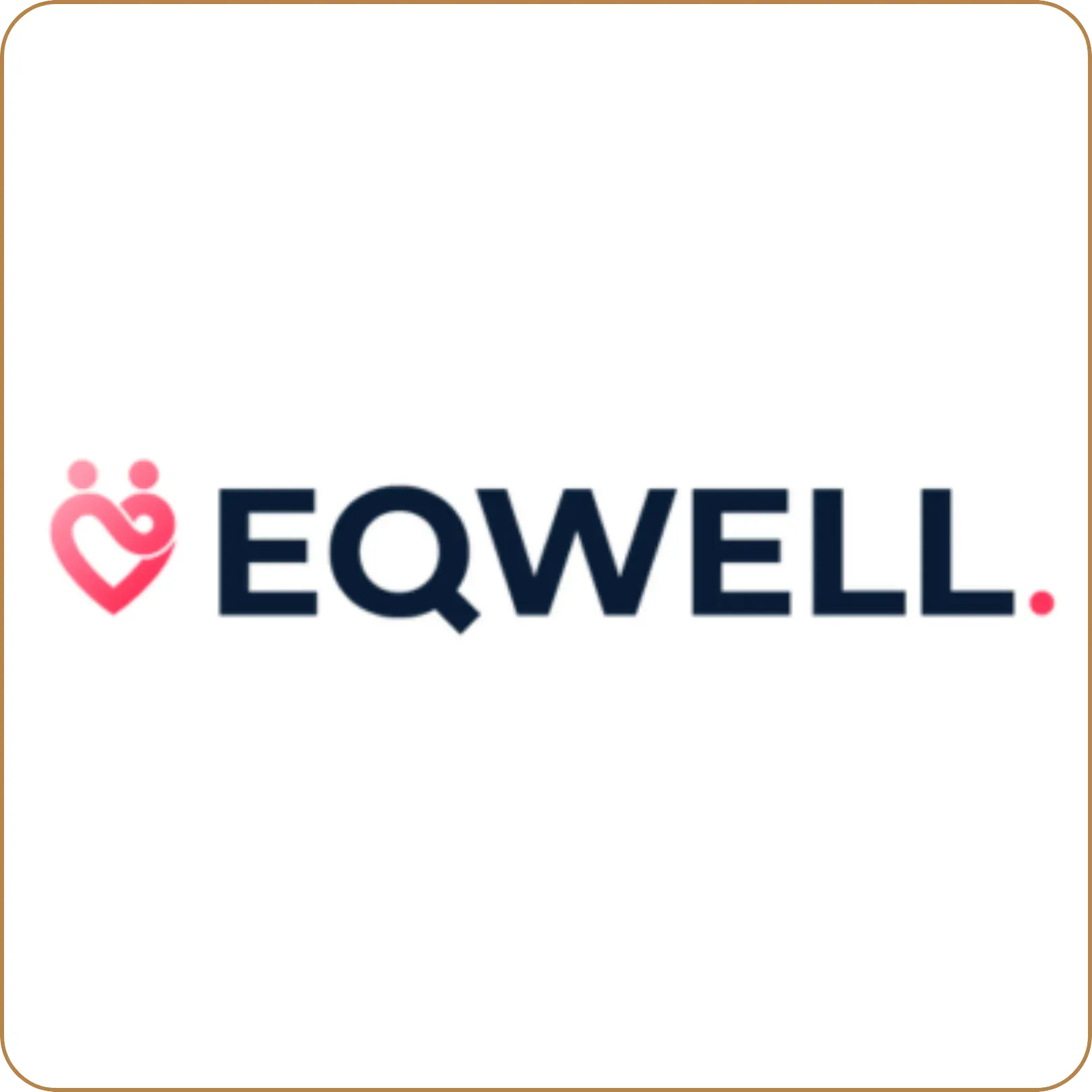 EQWELL logo in navy and pink with heart-shaped icon on a white background