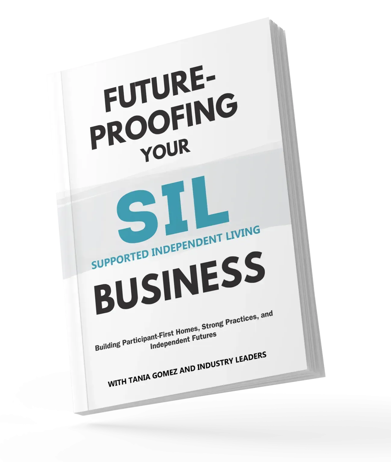 Book cover reading “Future-Proofing Your SIL Business” in black and teal on white background