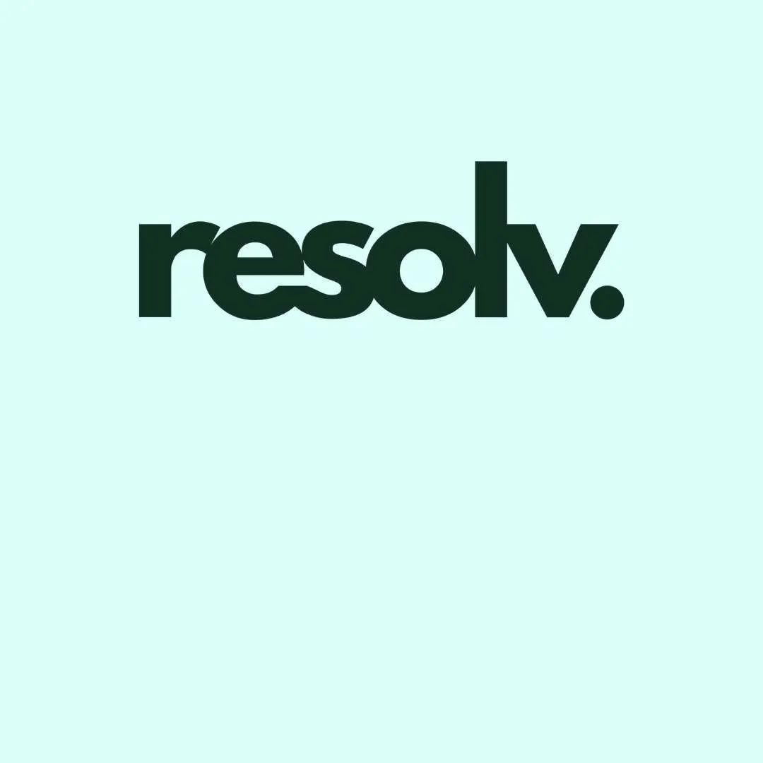 Black “resolv.” wordmark on a light mint background.