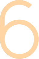 Large peach-colored numeral 6 on a white background