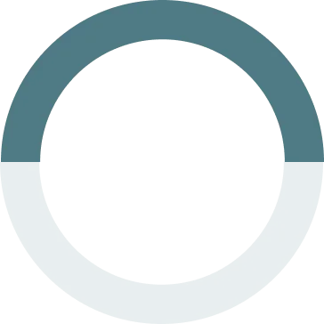 Teal and light gray circular progress ring, partially filled.