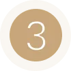 Tan circle with the number 3 in white on a light beige background