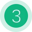 Green circle with a white number 3 inside, surrounded by a light mint ring