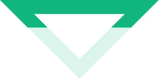 Abstract green and mint geometric downward triangle logo on a white background