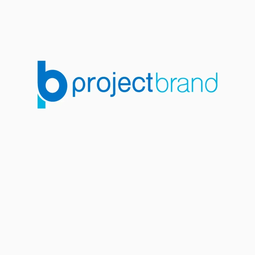 Blue “b projectbrand” logo on a white background