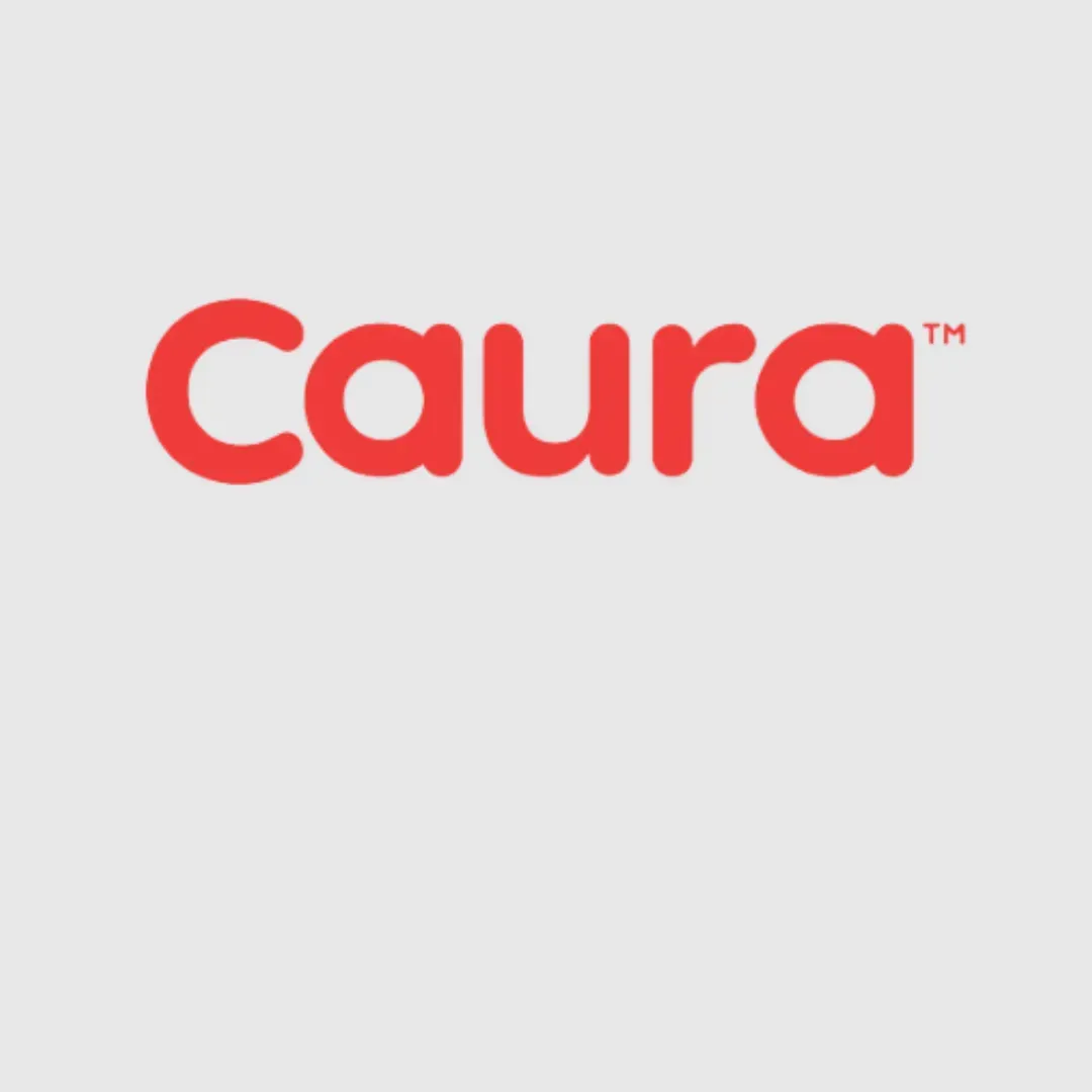 Red Caura logo on a light gray background