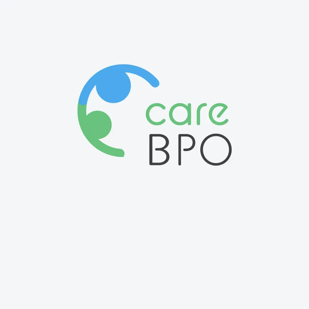 Care BPO logo with blue and green circular figure icon and gray-green text on a white background