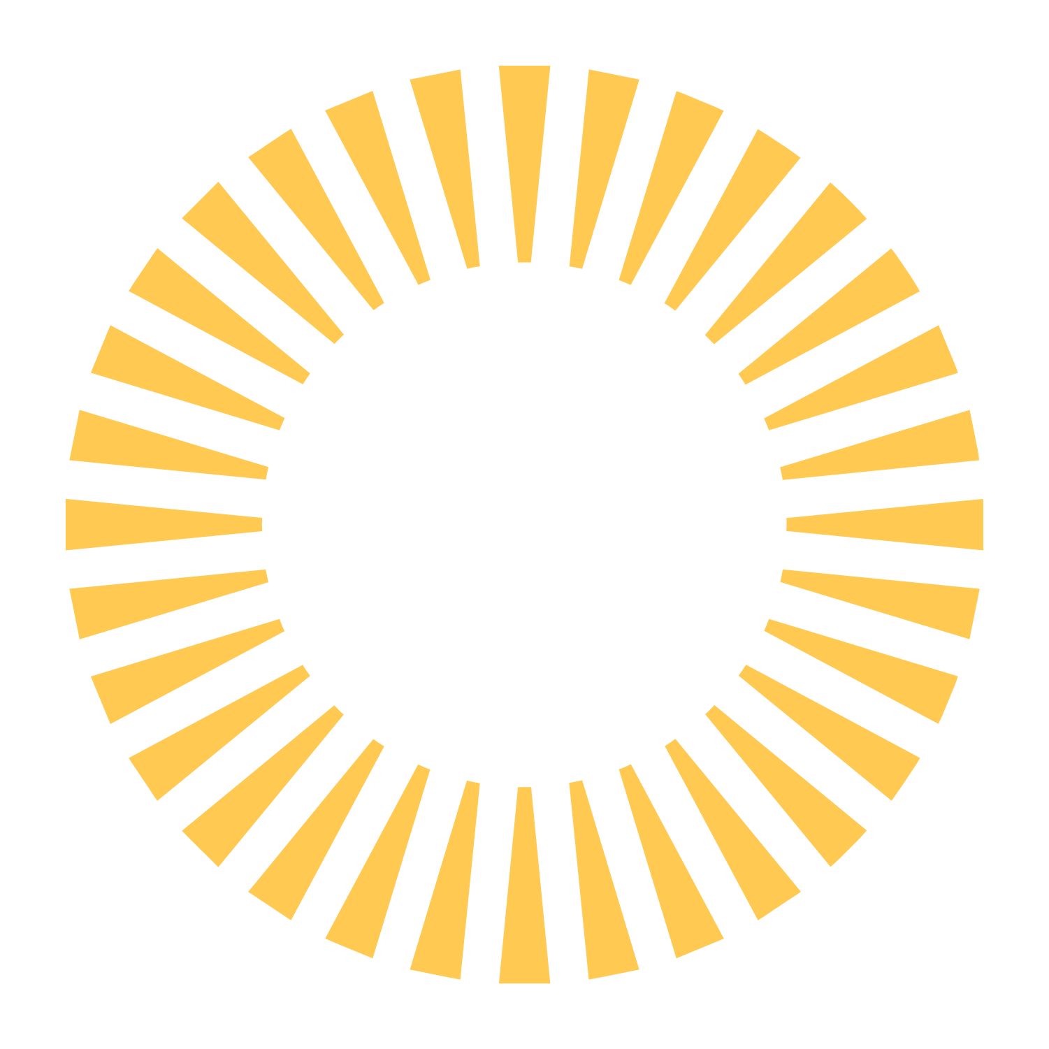 Yellow sunburst ring on a white background