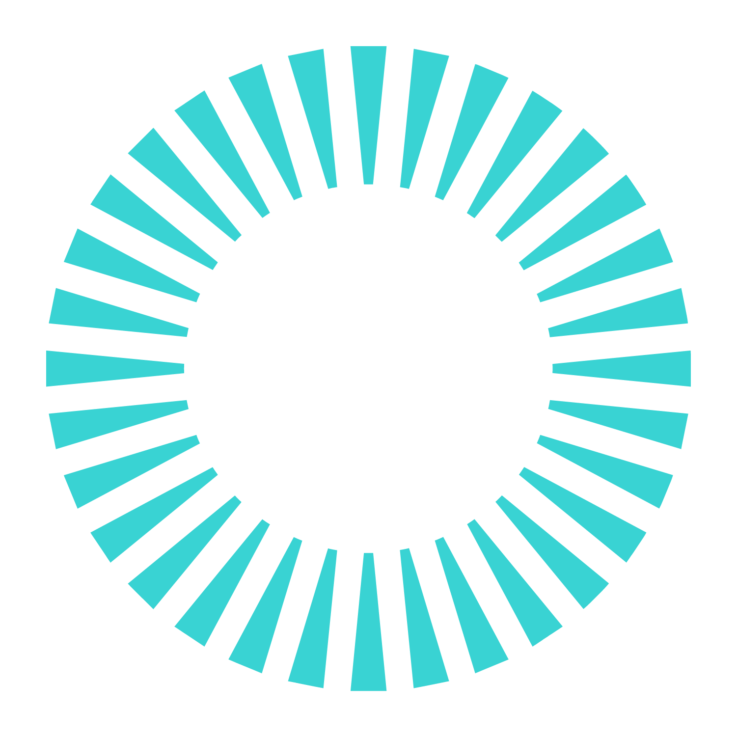 Turquoise circular loading spinner on a white background