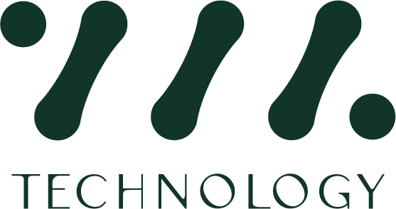 Dark green abstract logo with three diagonal shapes above the word “TECHNOLOGY”
