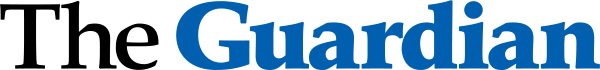 The Guardian logo in black and blue text on a white background